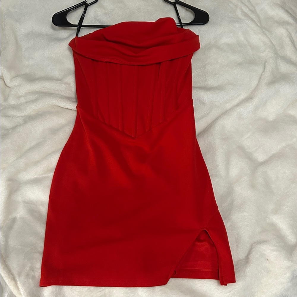Lulu's Bold Red Strapless Dress
